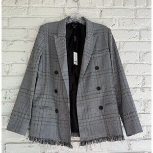 Romeo Juliet Couture Blazer Jacket Womens Medium Tan Combo Plaid -NEW W/TAGS